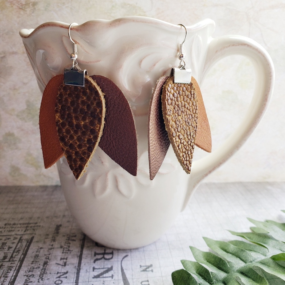 Genuine leather earrings